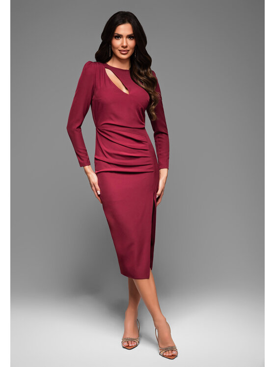 Ombre Ombre Sukienka wieczorowa LA-OM-DLR027 Bordowy Regular Fit