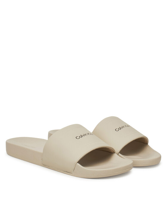 Calvin Klein Calvin Klein Iešļūcenes Pool Slide W/ Ck Square HM0HM01754 Écru