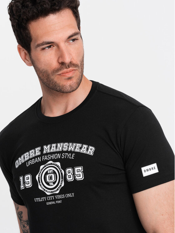 Ombre Ombre T-Shirt OM-TSPT-0137 Černá Regular Fit