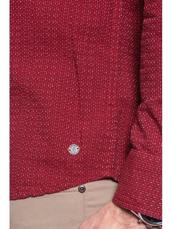 Mustang Mustang Camicia CLEMENS DOBBY Rosso Regular Fit