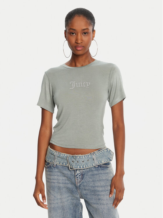 Juicy Couture Juicy Couture Tricou Sheer JCWCT225301 Verde Slim Fit