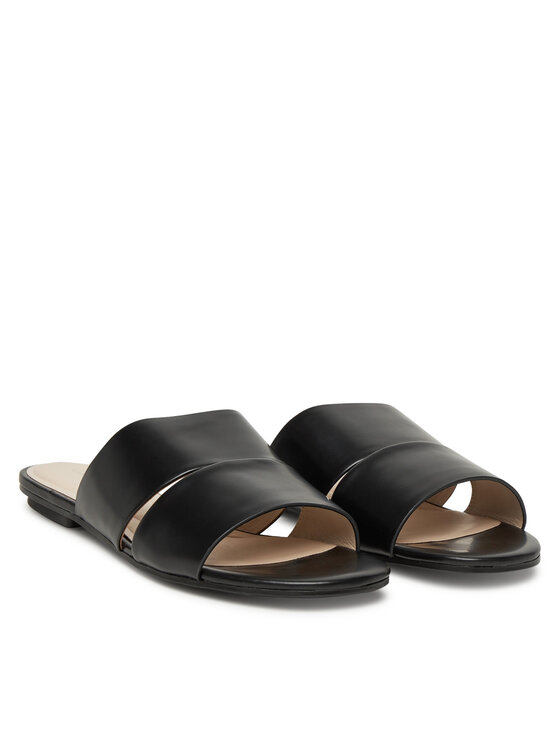 Calvin Klein Calvin Klein Klapki Flat Slide - Lth 2 Straps HW0HW02365 Czarny