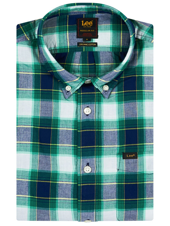 Lee Lee Camicia L880KSQD 112123228 Verde Regular Fit