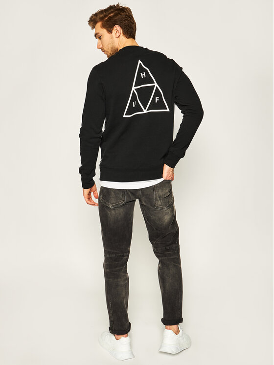 HUF HUF Bluză Essentials Tt Crew PF00101 Negru Regular Fit