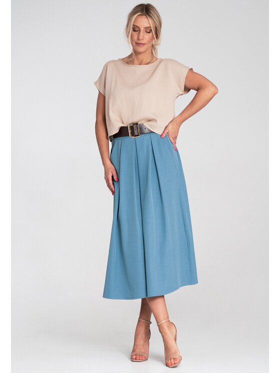 FIGL FIGL Spódnica midi M1201 Niebieski Flared Fit