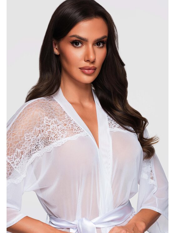 Ombre Ombre Szlafrok LW-NWRB-0102 Biały Regular Fit