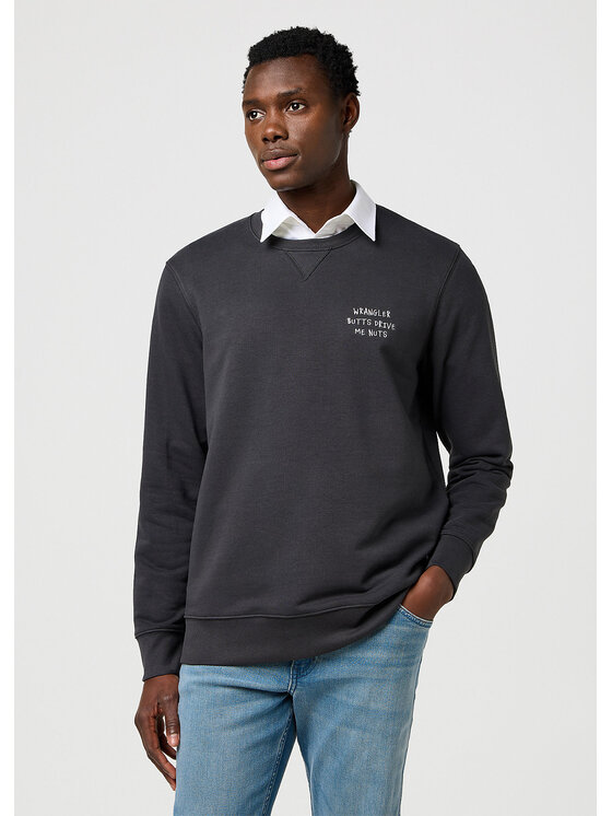 Wrangler Wrangler Felpa EMBROIDERY CREW Nero Regular Fit