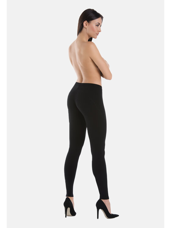 Teyli Teyli Legginsy sportowe bawełniane Push Up Czarny Regular Fit