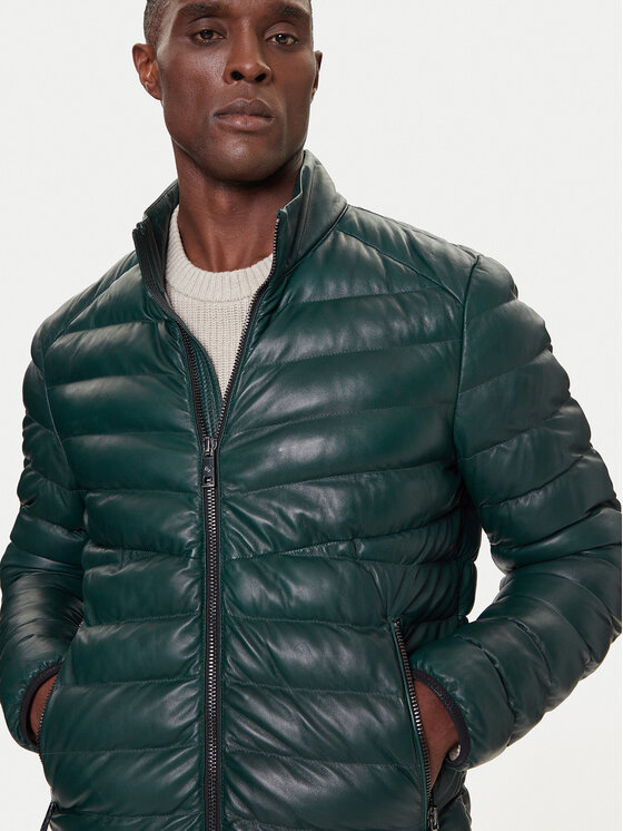 Milestone Milestone Geacă de piele MSHendrik 531040 60710 Verde Regular Fit