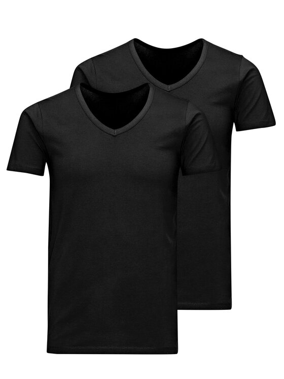 Férfi 2 póló készlet Jack&Jones, Méret: XXL, Fekete, Basic 12133914