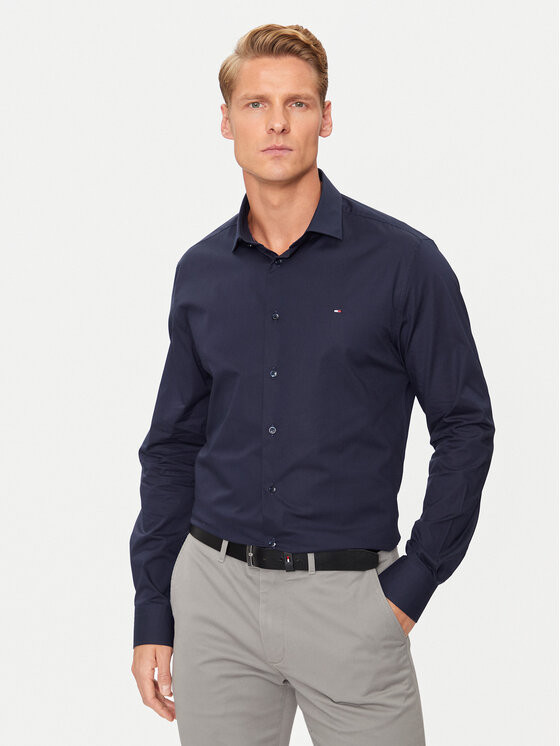 Tommy Hilfiger Tommy Hilfiger Marškiniai MW0MW38347 Tamsiai mėlyna Slim Fit
