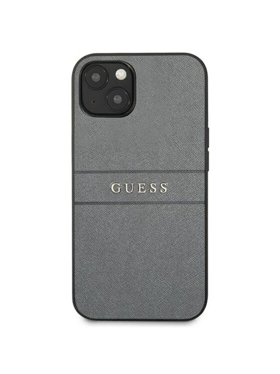 Guess Guess Etui na telefon Saffiano Metal Logo Stripes Szary