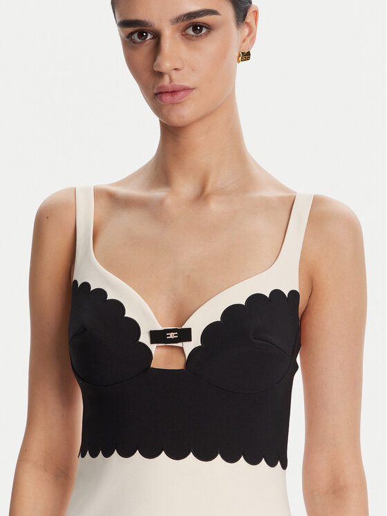 Elisabetta Franchi Elisabetta Franchi Sukienka koktajlowa AB70352E2 Beżowy Regular Fit