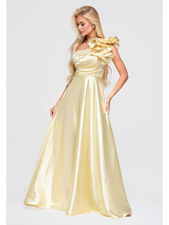 Ombre Ombre Sukienka wieczorowa LA-OM-DLR362 Żółty Regular Fit