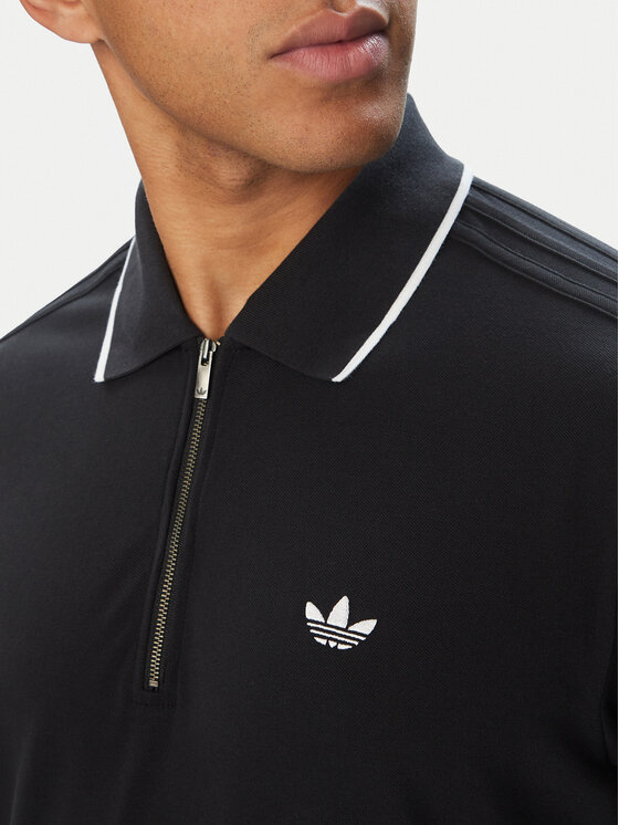 adidas adidas Tricou polo 3 Stripes Engineered Rib Long Sleeve Polo KE4133 Negru Regular Fit