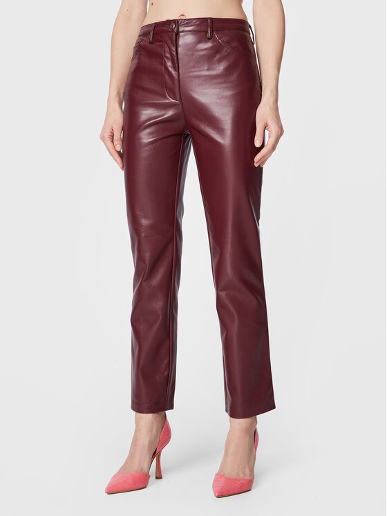 Guess Guess Штани зі штучної шкіри Kelly W3RA0M WF8P0 Бордовий Regular Fit