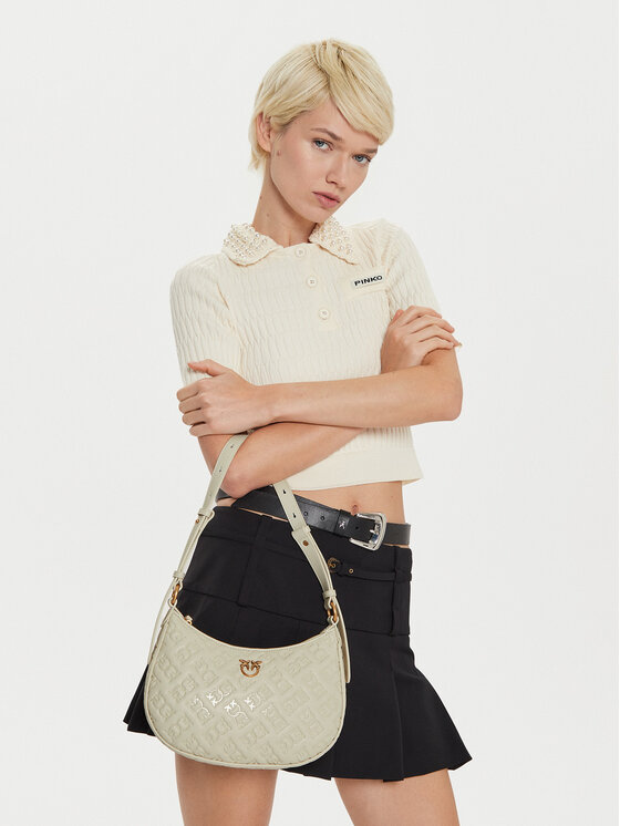 PINKO PINKO Ročna torba Half Moon Mini Fl AI 24-25 PLTT 102790 A1YB Écru