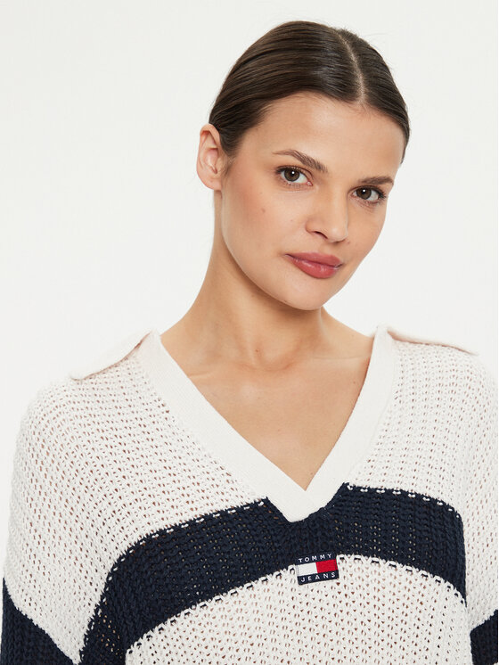 Tommy Jeans Tommy Jeans Džemper Rugby DW0DW18523 Écru Relaxed Fit