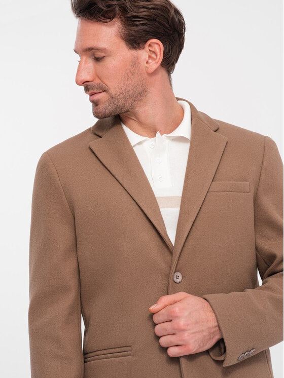 Ombre Ombre Marynarka OM-BLZB-0118 Brązowy Regular Fit