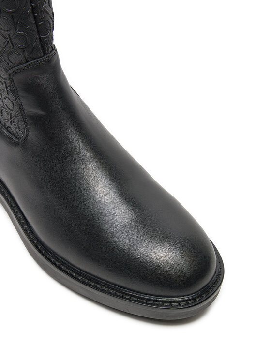 Calvin Klein Calvin Klein Botki Flat Ankle Boot Mono Mix HW0HW02195 Czarny