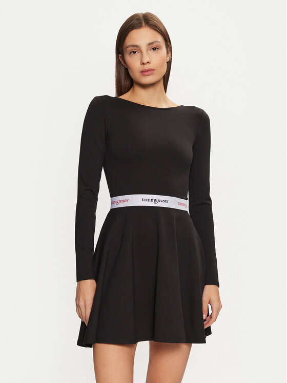 Tommy Jeans Tommy Jeans Rochie de zi DW0DW19465 Negru Slim Fit