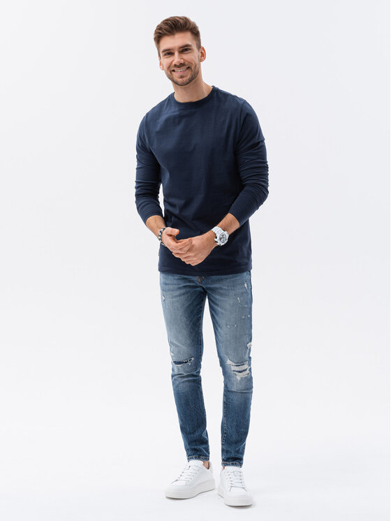 Ombre Ombre Longsleeve OM-LSBL-0106 Granatowy Regular Fit