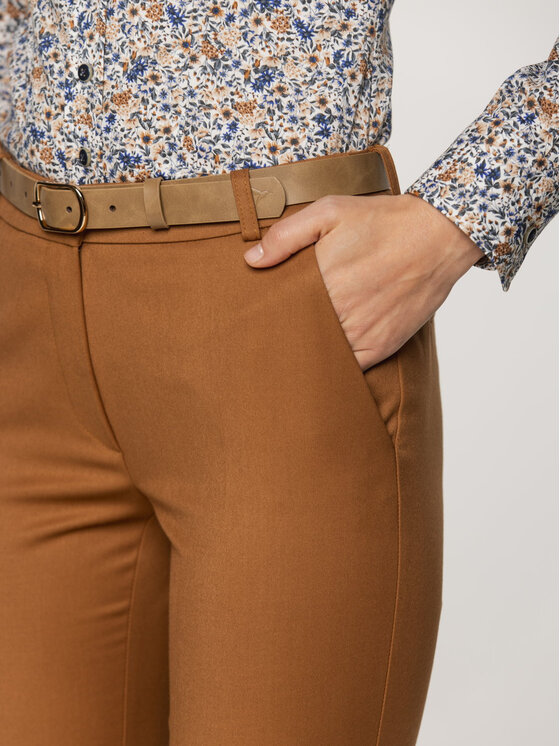 Willsoor Willsoor Spodnie materiałowe 67872 Brązowy Cigarette Fit