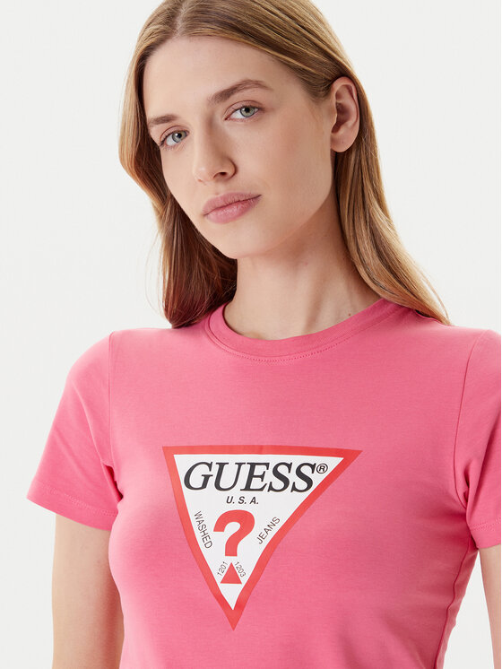 Guess Jeans Guess Jeans Футболка W4YI04 J1314 Рожевий Slim Fit