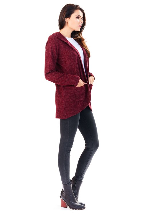 Awama Awama Kardigan A196 Bordowy Basic Fit