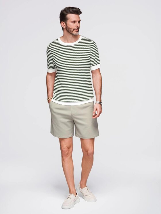 Ombre Ombre T-Shirt OM-TSCT-0255 Zielony Slim Fit