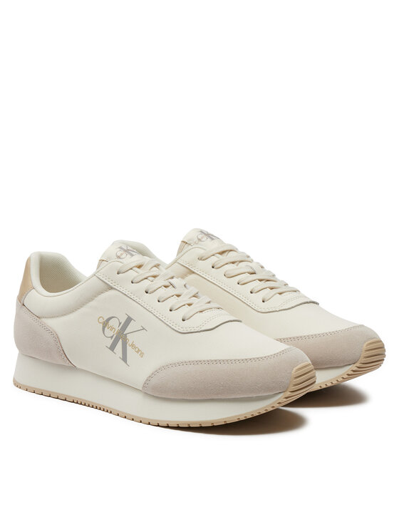 Calvin Klein Jeans Calvin Klein Jeans Sneakersy Retro Runner Low Mix Mtl YM0YM01032 Écru
