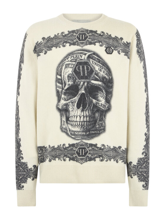 PHILIPP PLEIN PHILIPP PLEIN Sveter 31398 Biela Regular Fit