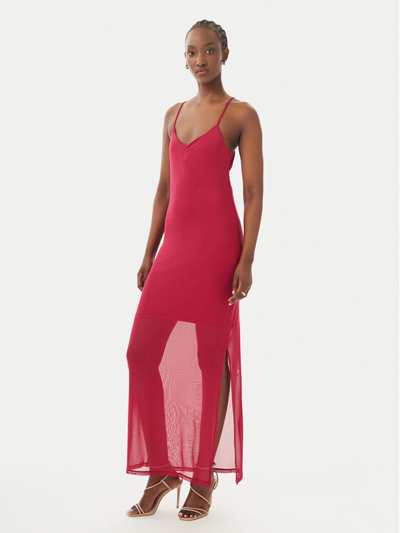 ONLY Letné šaty Magda 15372730 Tmavo červená Bodycon Fit
