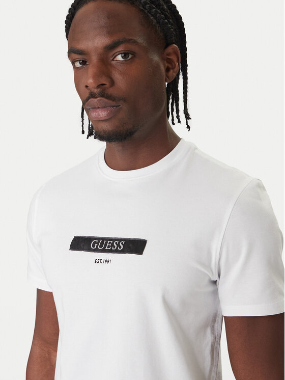 Guess Guess Marškinėliai M6RI17 J1314 Balta Slim Fit