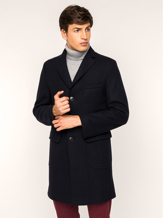 Cappotto di lana 1985-98 Blu scuro Slim Fit