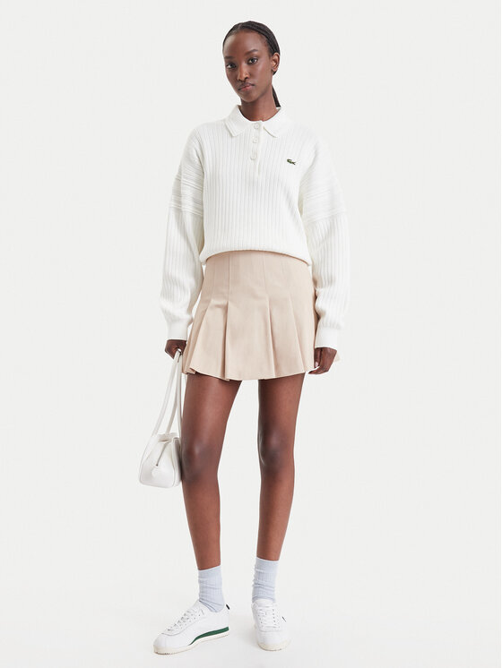 Lacoste Lacoste Πλισέ φούστα JF8001 Μπεζ Regular Fit