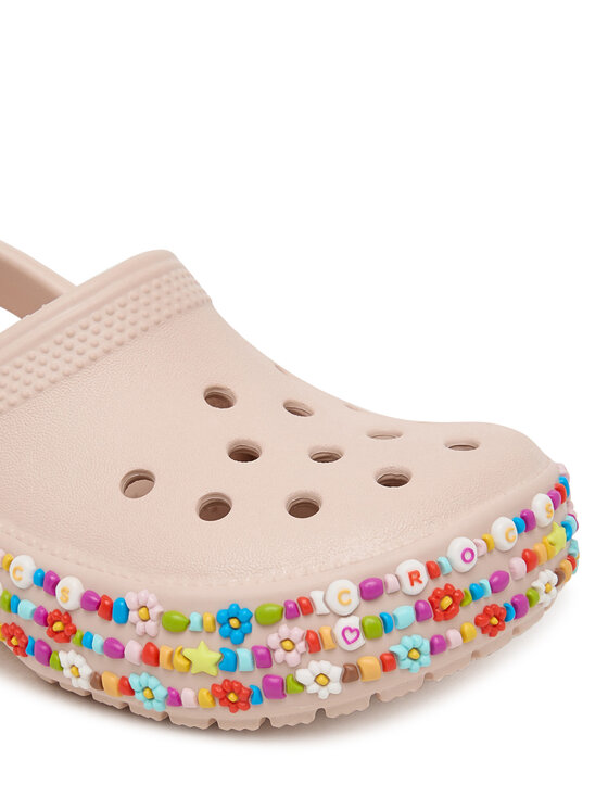 Crocs Crocs Παντόφλες Classic Beaded Band Clog 211627 Μπεζ