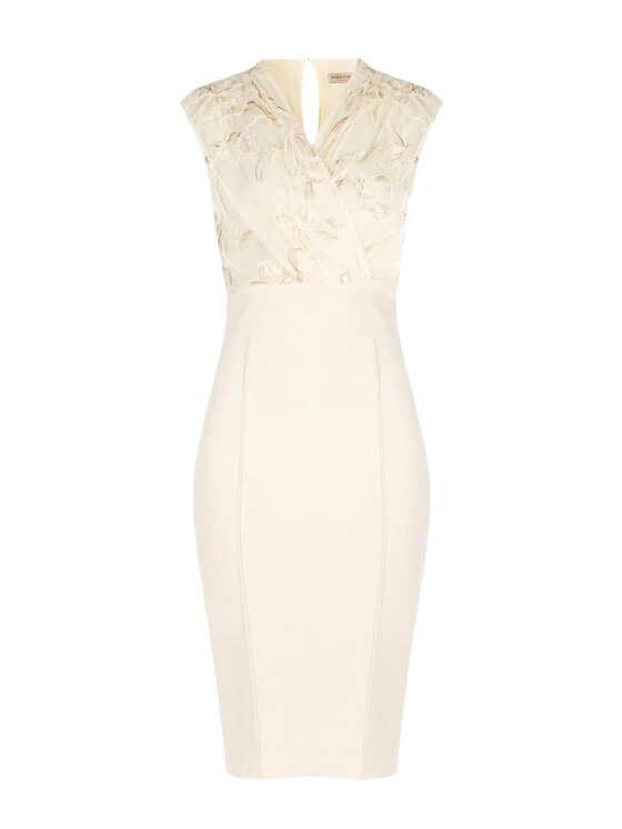 Rinascimento Rinascimento Φόρεμα βραδινό Tubino con corpino ricamato Μπεζ Regular Fit