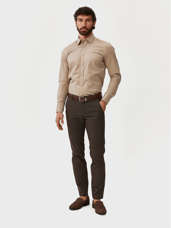 Evenemen Evenemen Koszula Punto G2 Beżowy Slim Fit