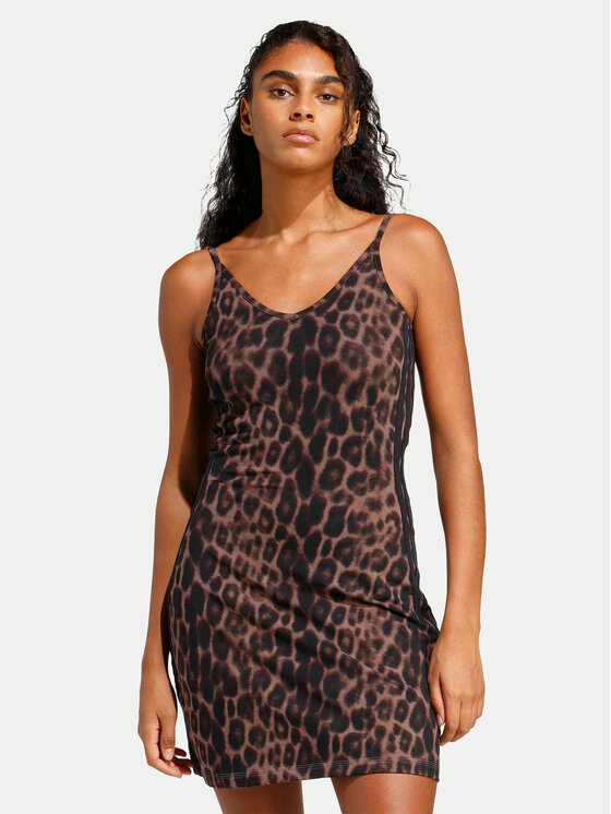 adidas adidas Každodenné šaty Seasonal Essentials Leopard Print JZ0204 Hnedá Slim Fit