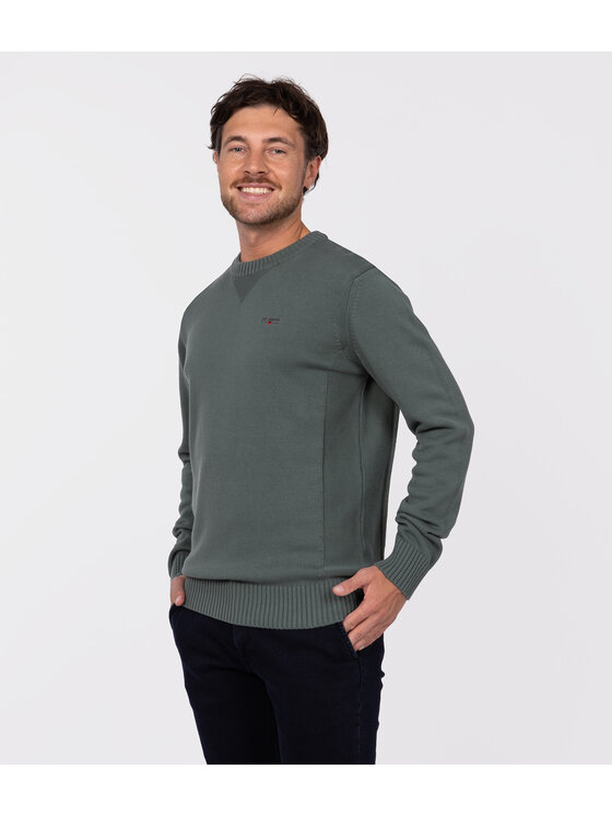 Lee Cooper Lee Cooper Sweter BILL ORGANIC Zielony Regular Fit