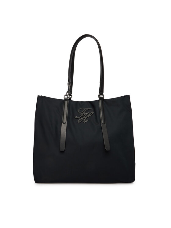 Tommy Hilfiger Tommy Hilfiger Kabelka Th Elevated Nylon Tote AW0AW18406 Čierna
