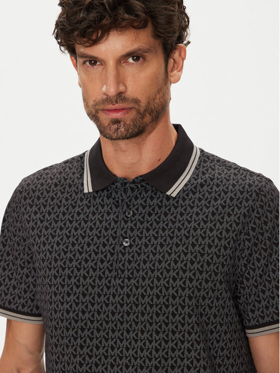 Michael Kors Michael Kors Тениска с яка и копчета CS550V85KS Черен Regular Fit