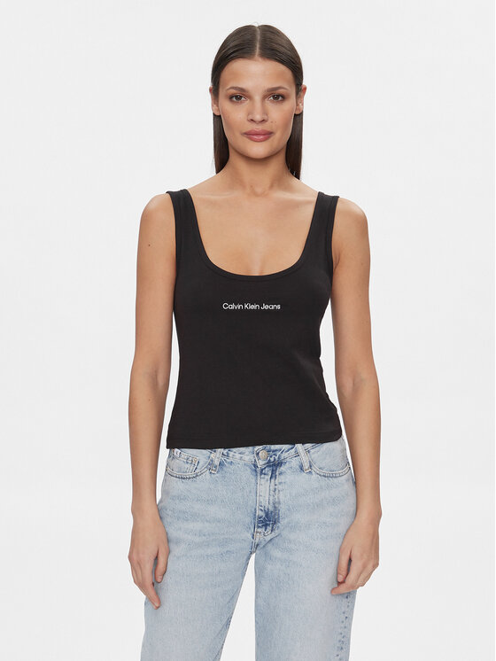Calvin Klein Jeans Calvin Klein Jeans Felső Institutional J20J221064 Fekete Slim Fit