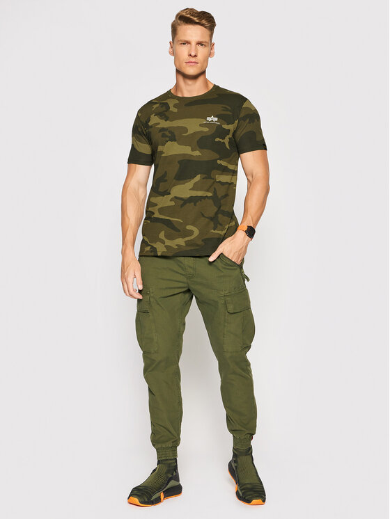 Alpha Industries Alpha Industries T-särk Basic T Small Logo Camo 188505C Roheline Regular Fit