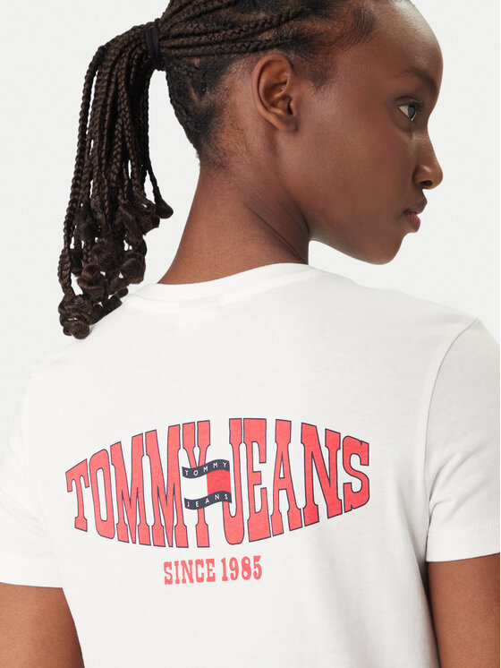 Tommy Jeans Tommy Jeans T-krekls Wavy Flag DW0DW22274 Balts Regular Fit