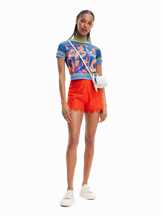 Desigual Desigual Bavlnené šortky Preston 23SWPW04 Oranžová Regular Fit