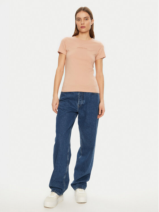 Calvin Klein Jeans Calvin Klein Jeans Póló Institutional Graphic J20J224990 Bézs Slim Fit