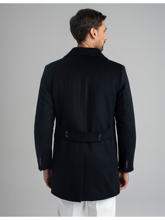 Borgio Borgio Płaszcz wełniany sortino_g Granatowy Slim Fit