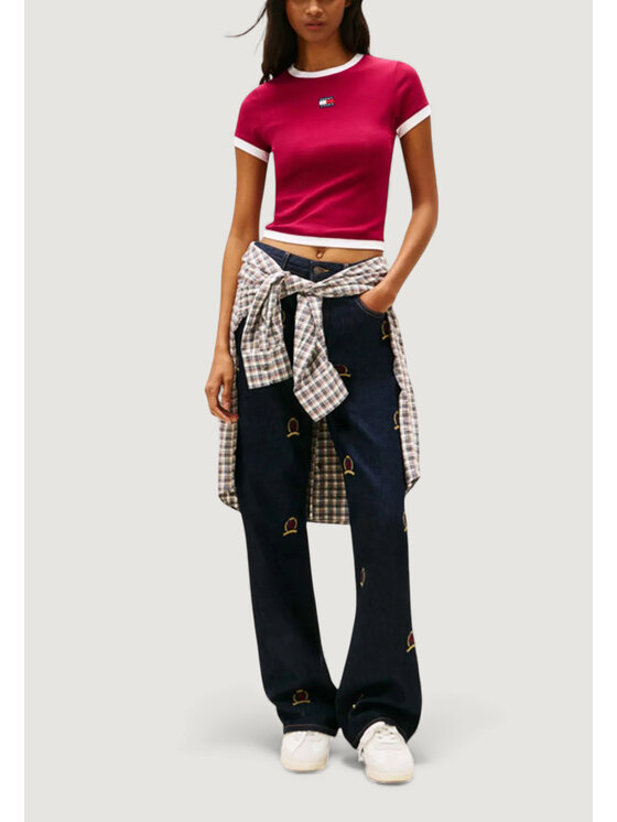 Tommy Jeans Tommy Jeans T-Shirt DW0DW22575 Μπορντό Casual Fit